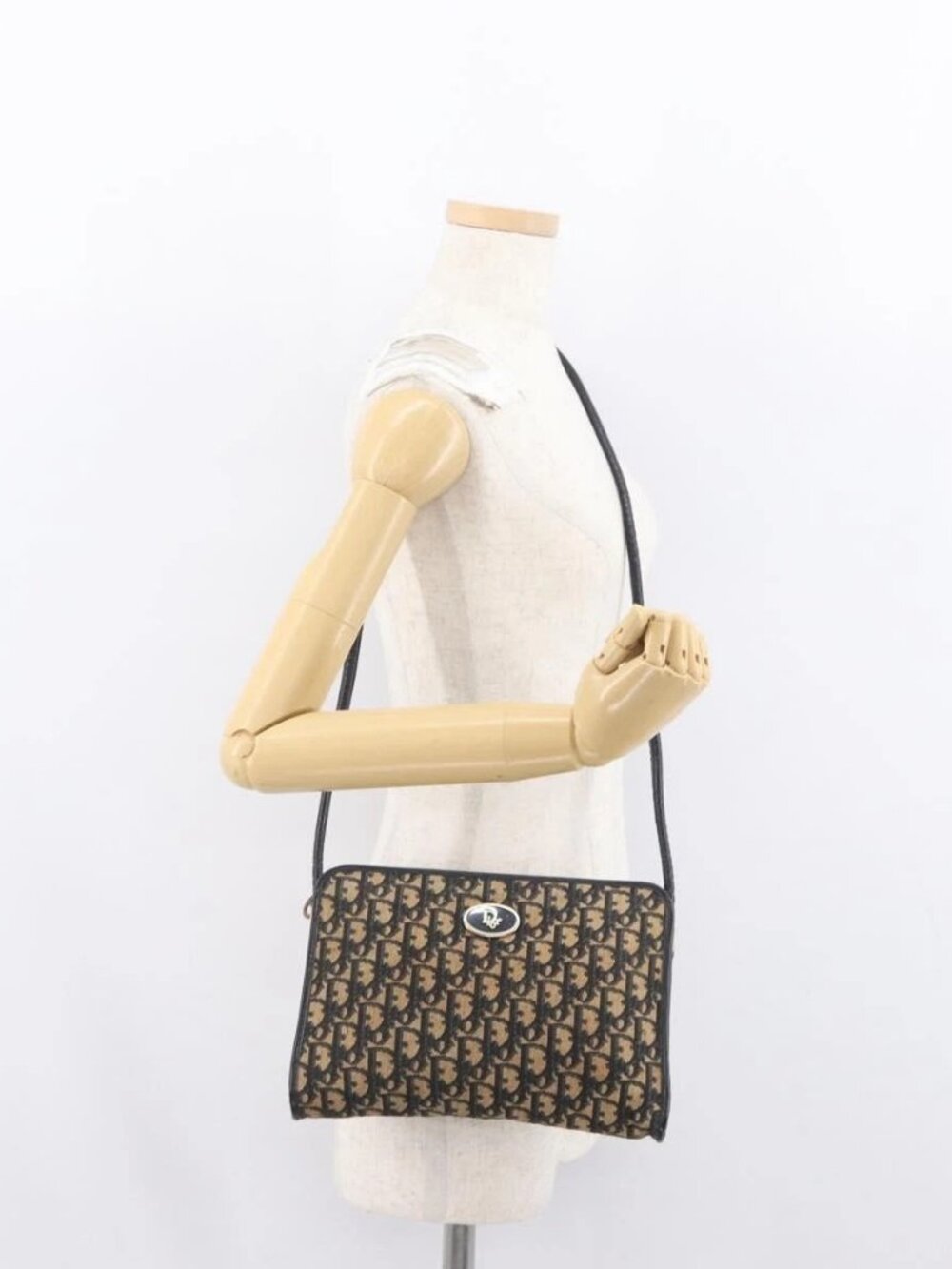Christian Dior Trotter Canvas Oblique Rabbit Mini Roller Bag Navy Auth fm5122